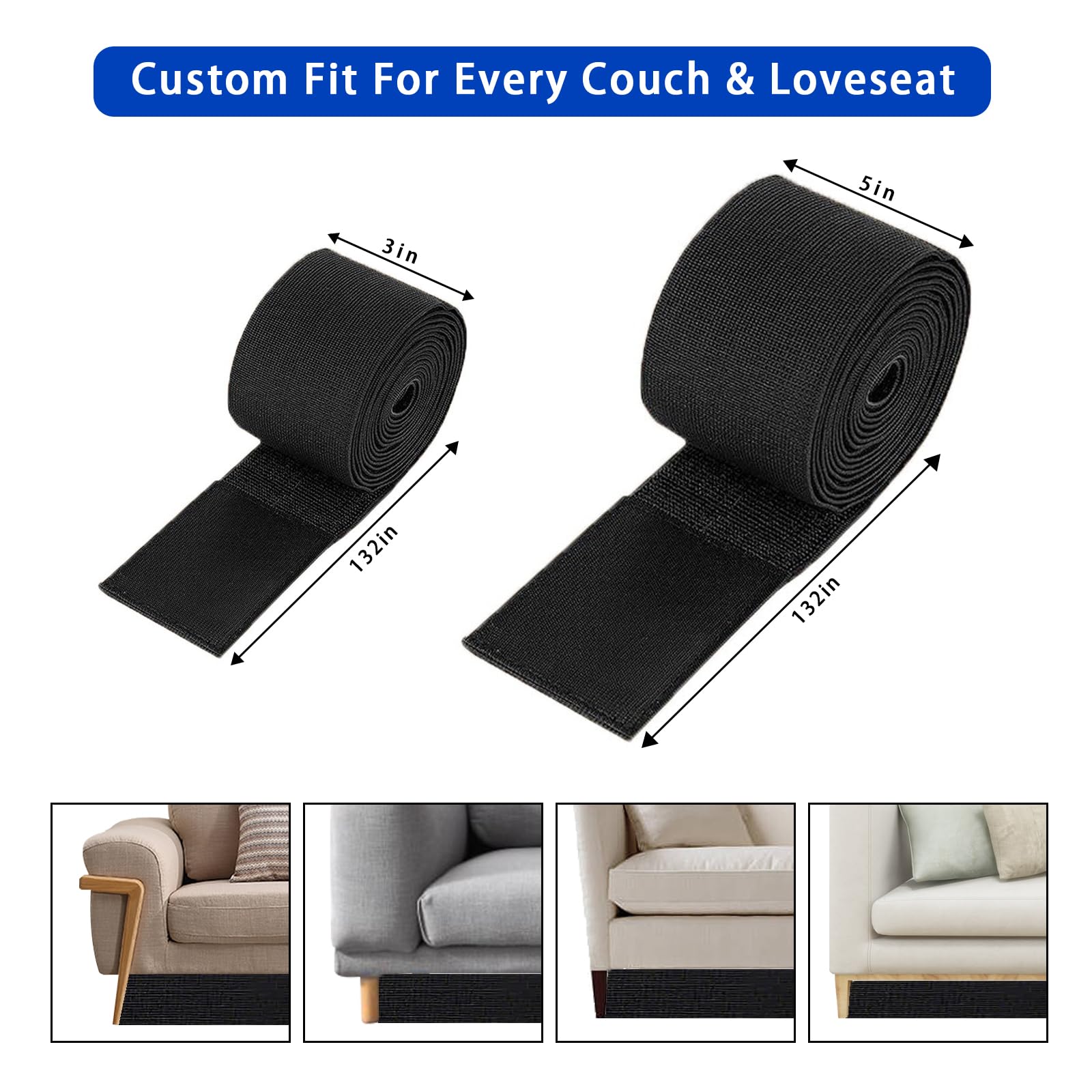 shyxpw Under Couch Blocker for Kid and Pet Toys, Toy Blocker for Under Bed and Under Couch?Easy to Install? Stop Things from Going Under Sofa Bed and Other Furniture ?3in x 132in?