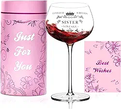 L&J Home Presentes de aniversário para irmã, 400 ml, taças de vinho gravadas vintage SISTER, presentes engraçados para irmã adulta, presentes para melhores amigas