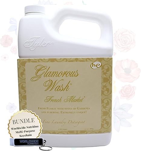 Worldwide Nutrition Paquete Tyler Glamorous Wash French Market Fine Laundry Detergente líquido para ropa - Detergente líquido de lujo para ropa -