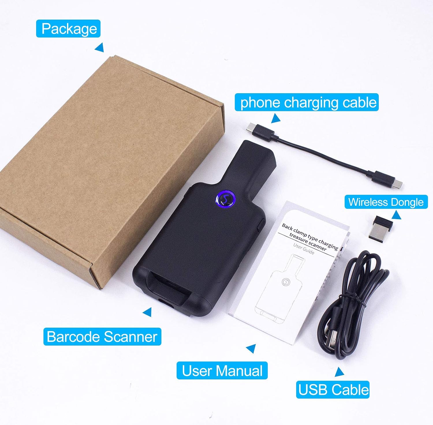 Tор Brаndѕ Alacrity Bluetooth 2D Barcode Scanner, 1D 2D QR Wireless Portable Back Clip Barcode Reader for Smartphone iPhone iOS Android