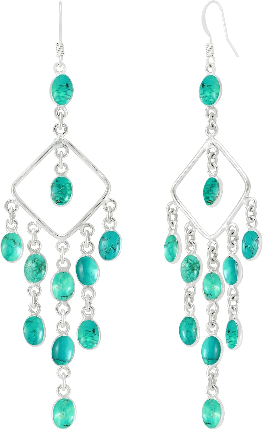 Natural Oval Gemstones Dangle Earrings for Women – Handmade 925 Silver Plated Boho Drop Earrings – Statement Birthstone Comfortable Fashion Jewelry – Gift for Anniversaries or Special Occasions