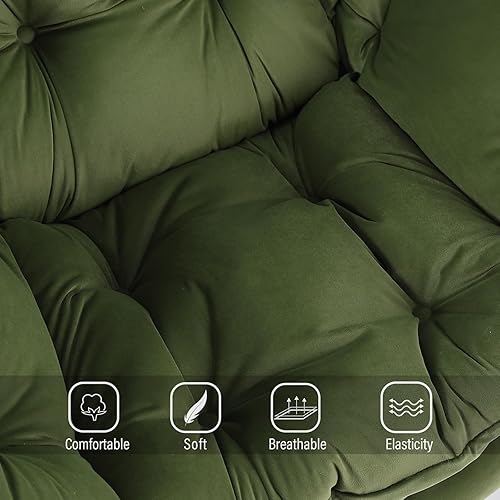 Miniatura 5 de Welnow Silla Lazy con otomana, moderna silla de lectura con reposabrazos y bolsillo lateral, juego de sofá perezoso tapizado de ocio con reposapiés