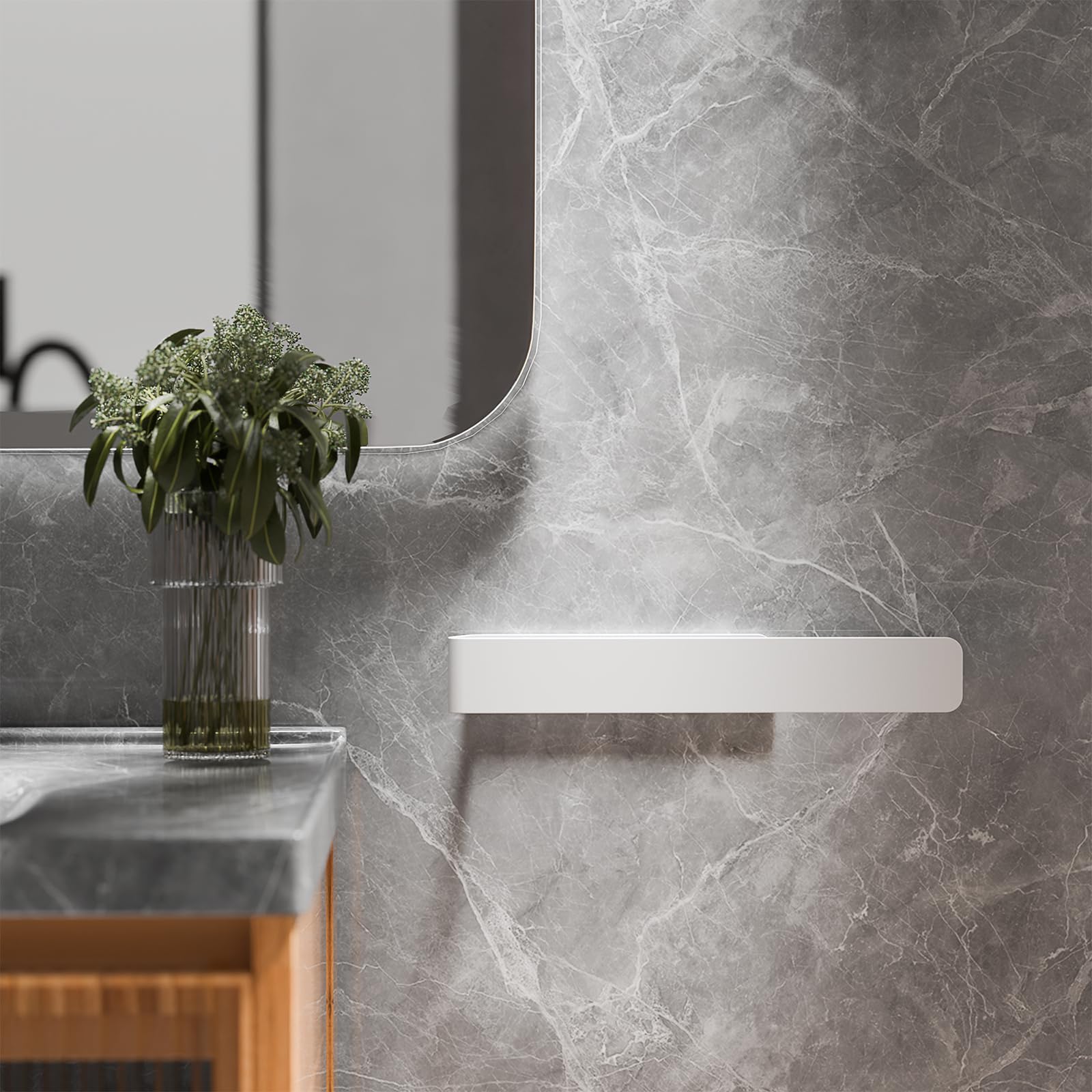 Aikzik Portasciugamani senza foratura, in alluminio, per bagno e cucina, bianco (32 cm)