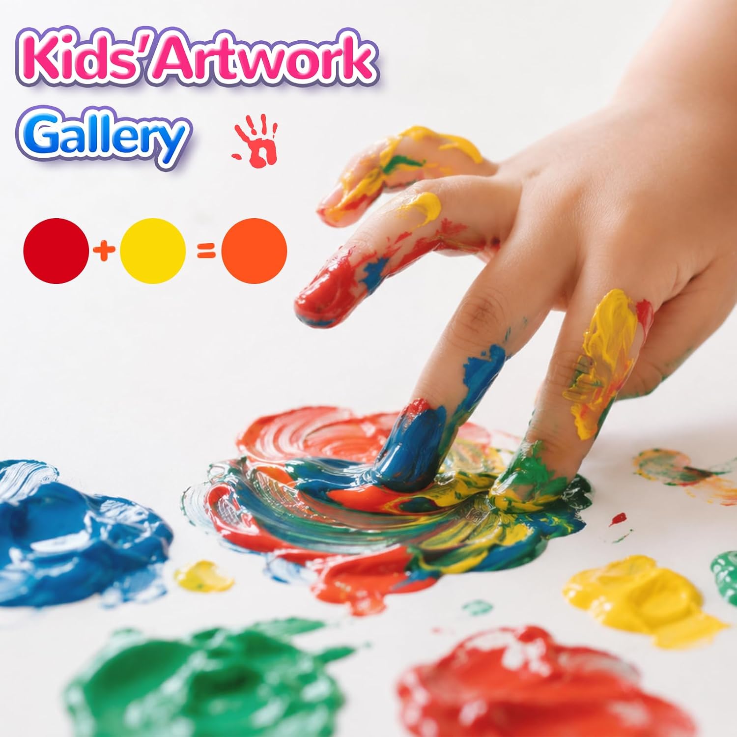 NewFamily 12 Colors Washable Finger Paint for Kids, Non-Toxic Kids for Toders, Vibrant Finger Painting Paint Set for Art, Crafts, Hand & Foot Paintingg, Home, Preschool and Classroom