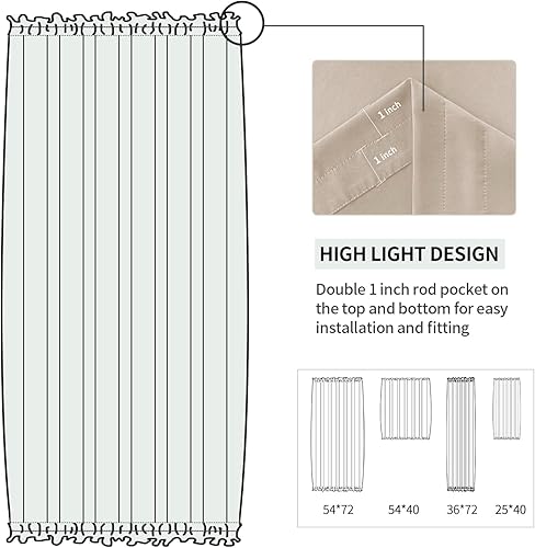 Miniatura 196 de DWCN Cortinas para puerta francesa: cortina térmica con bolsillo para barra para puertas con ventana de cristal, puertas de cocina y patio