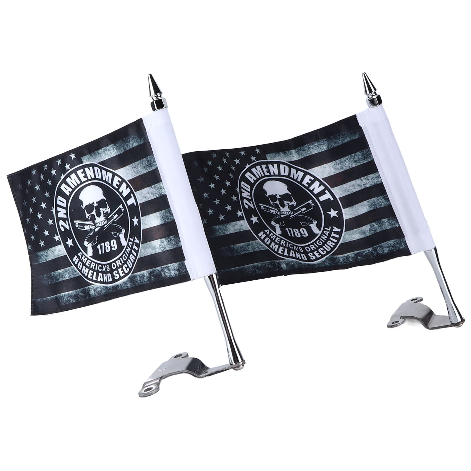 Kit de Montaje en Mástil de Bandera para Tapa de Maletero, Diseño Elegante con Banderas de Seguridad Nacional para Gold Wing 2018-2020, Acabado Cromado de Aluminio Duradero
