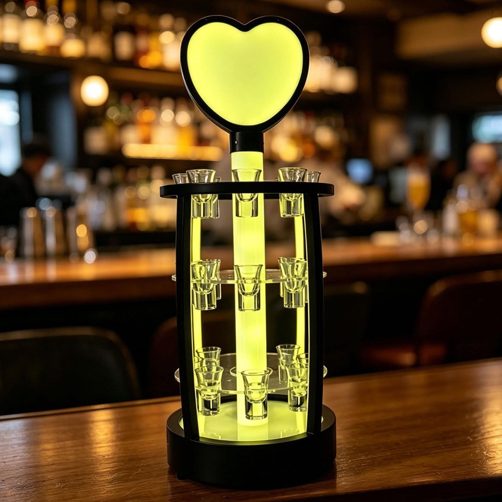 richigblosmum Colorful LED Drink Cup Display | Multi-Tier Cocktail Holder, Iron Bar Stand for Shots, Wine, Champagne | Rechargeable & Portable for Bars & VIP Rooms 24holes