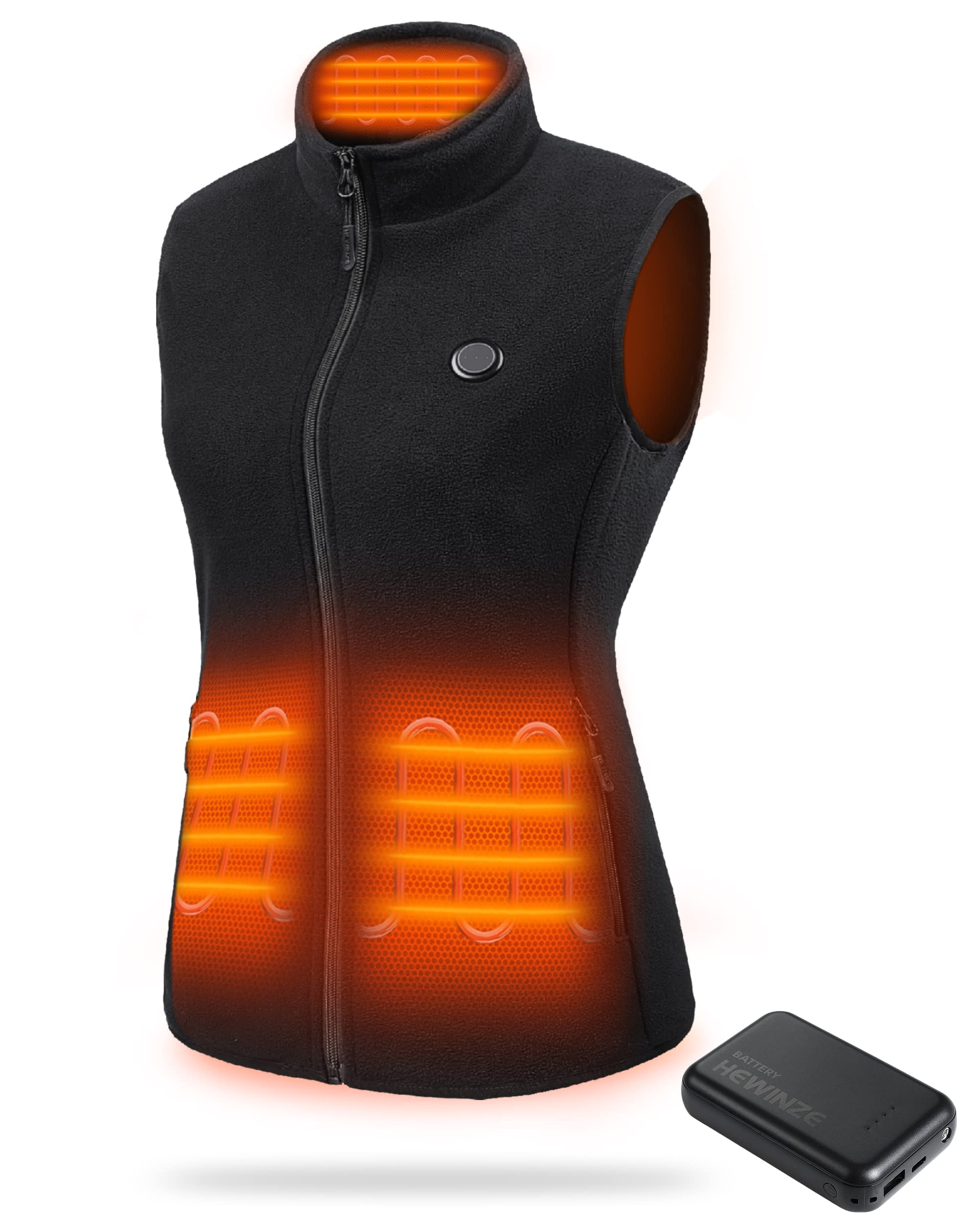 HEWINZE Fleece Heated Gilet for Men and Women - Heat Vest with Battery, Heated Vest Hunting