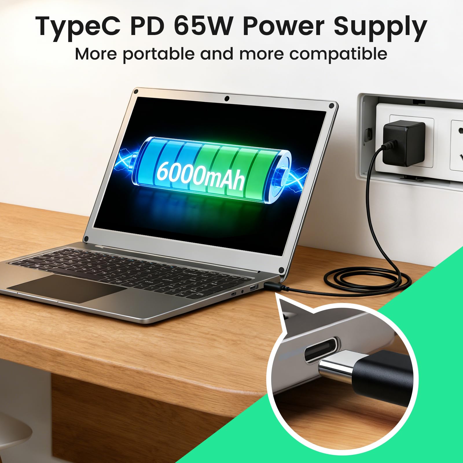 Portable Monitor with Keyboard, 15.6 Inch Lapdock Display with 6000mah Built-in Battery,CrowView Note 1080P FHD USB C Monitors with RPi5 Adapters Compatible with RPi5, PC, Phone, Mac, Game Console — view 5