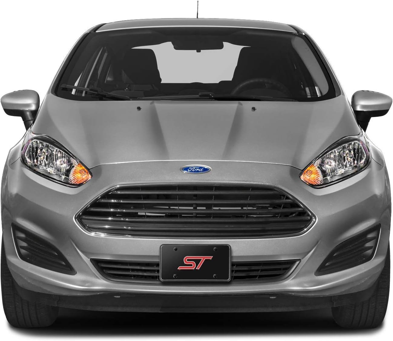 iPick Image for Ford Focus ST 3D Logo Black Stainless Steel License Plate - Official Licensed