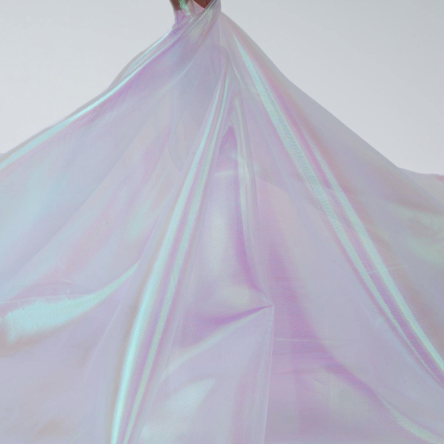 Sheer Iridescent Organza Fabric 58 Inches Wide - 10 Yards Precut - Shinny Wedding Party Decor Fairy Costume Voile Doll Clothes Sewing - Blue