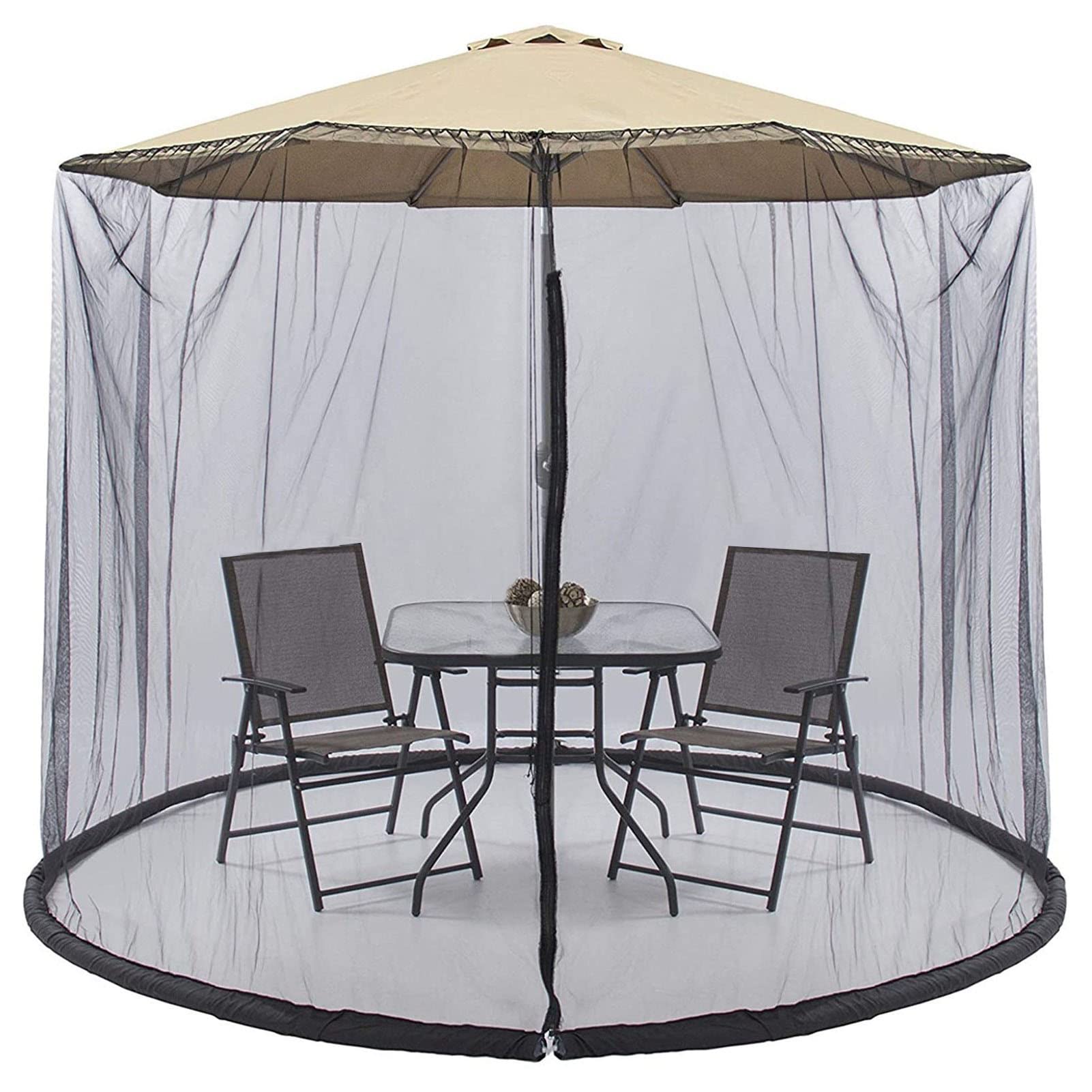 Outsunny Zanzariera Ombrellone 3x3 m Regolabile con Cerniera Nero