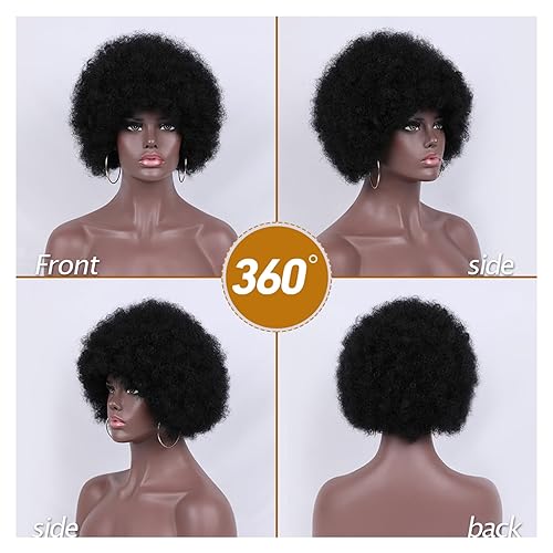 Miniatura 2 de Pelucas rizadas afro para mujeres negras, pelucas de los años 70 para fiesta diaria, cosplay, disfraz de Halloween, pelucas afro negras (1B)