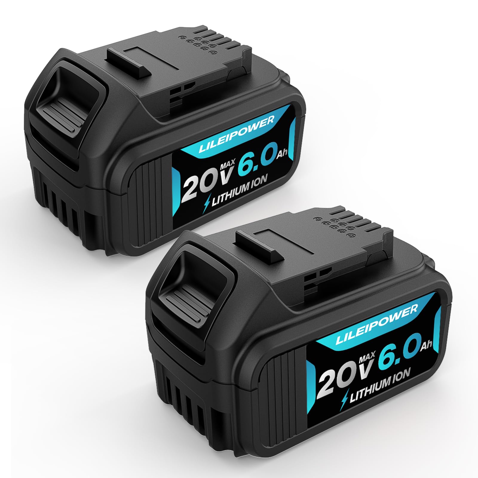2 Pack 6Ah Replacement for Dewalt 20V MAX Battery Compatible with 20 Volt XR Lithium ion Battery DCB205 DCB206 DCB204 DCB203 DCB200 for DCD DCF DCG Series Power Tools