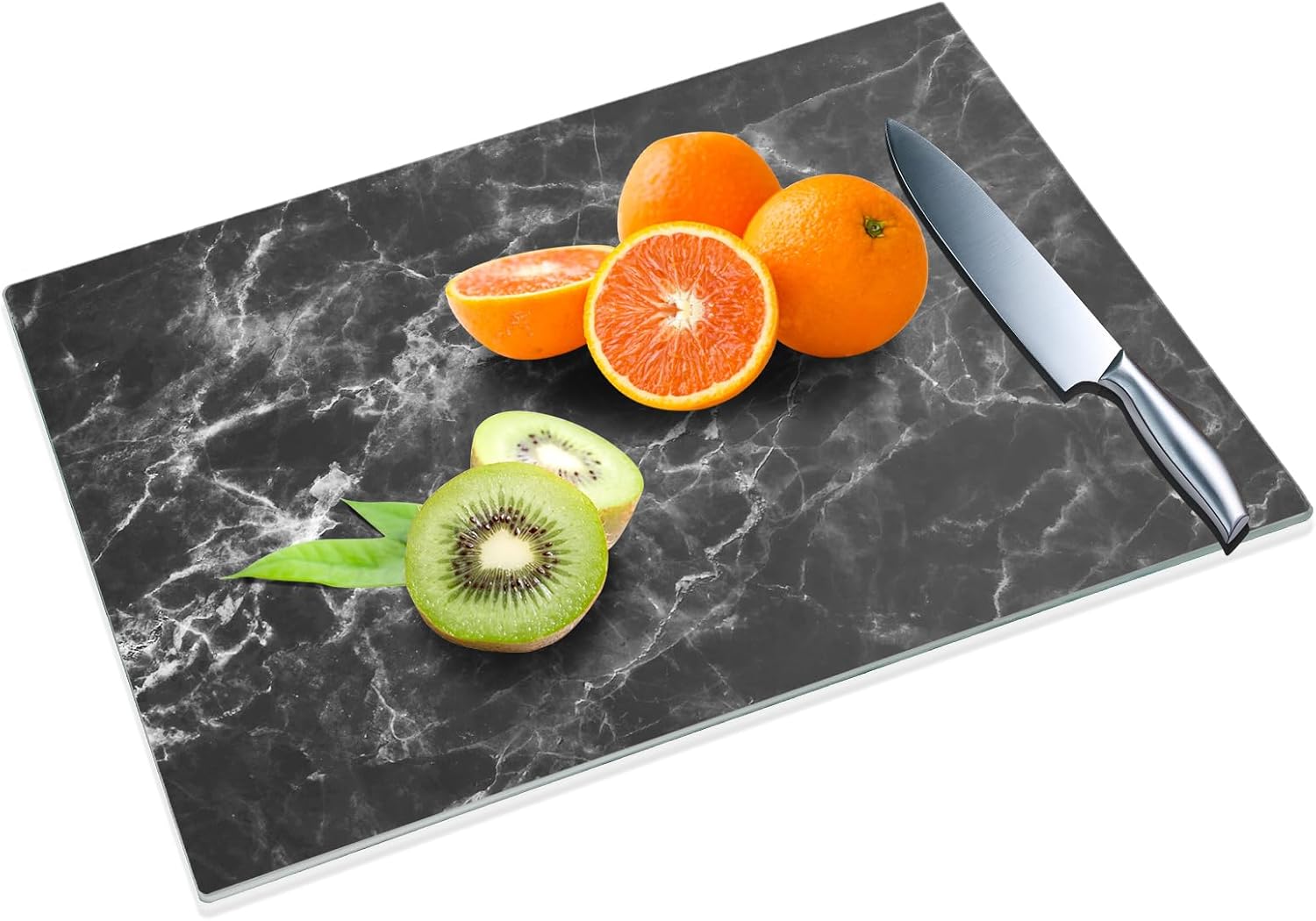 JAMBALAY Tempered Glass Cutting Board for Kitchen 12"x16", Marble