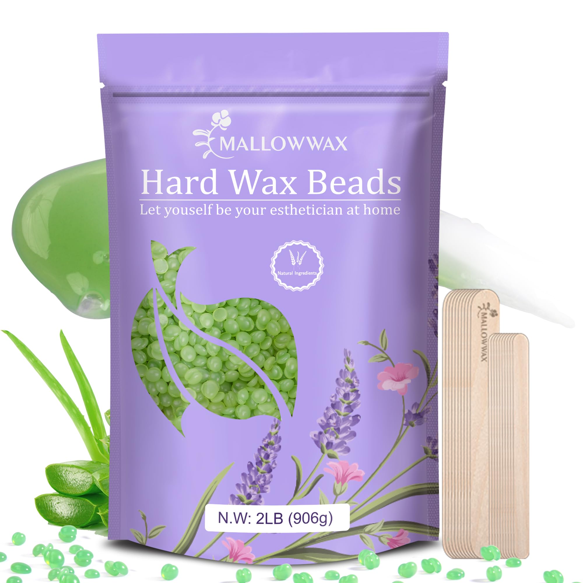 2LB Aloe Hard Wax Beads, Hair Removal Wax for Full Body, Eyebrow, Legs, Bikini Brazilian Waxing - Perfect for Coarse and Fine Hair
