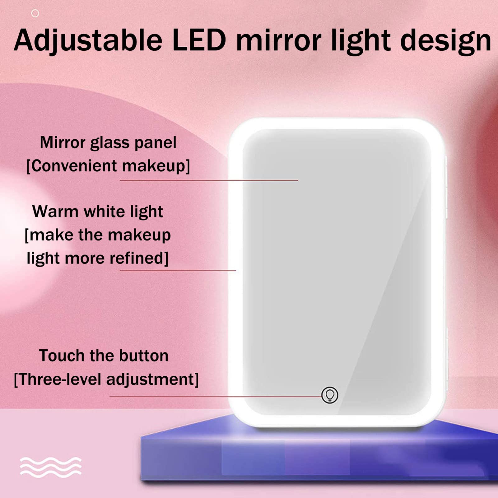 Mini Frigorifero 8L di Grande capacità 220V/12V Frigo Cosmetico Portatile con Tattile LED e Specchio HD, Raffreddamento e Riscaldamento, per Auto Camera da Letto Ufficio(Color:Rosa)