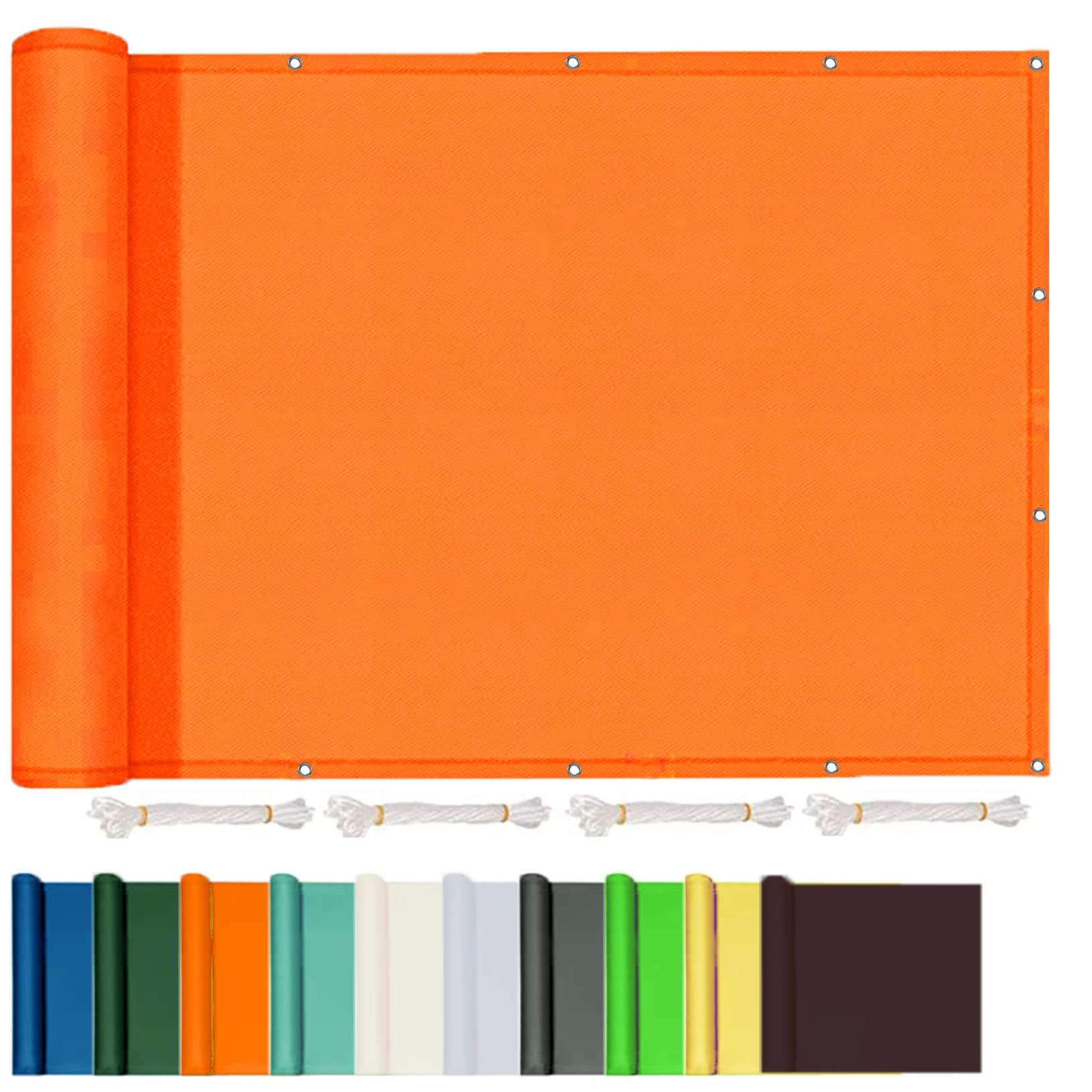 Voile d'ombrage en polyester haute densité orange 3x5.5 m avec kit de fixation complet