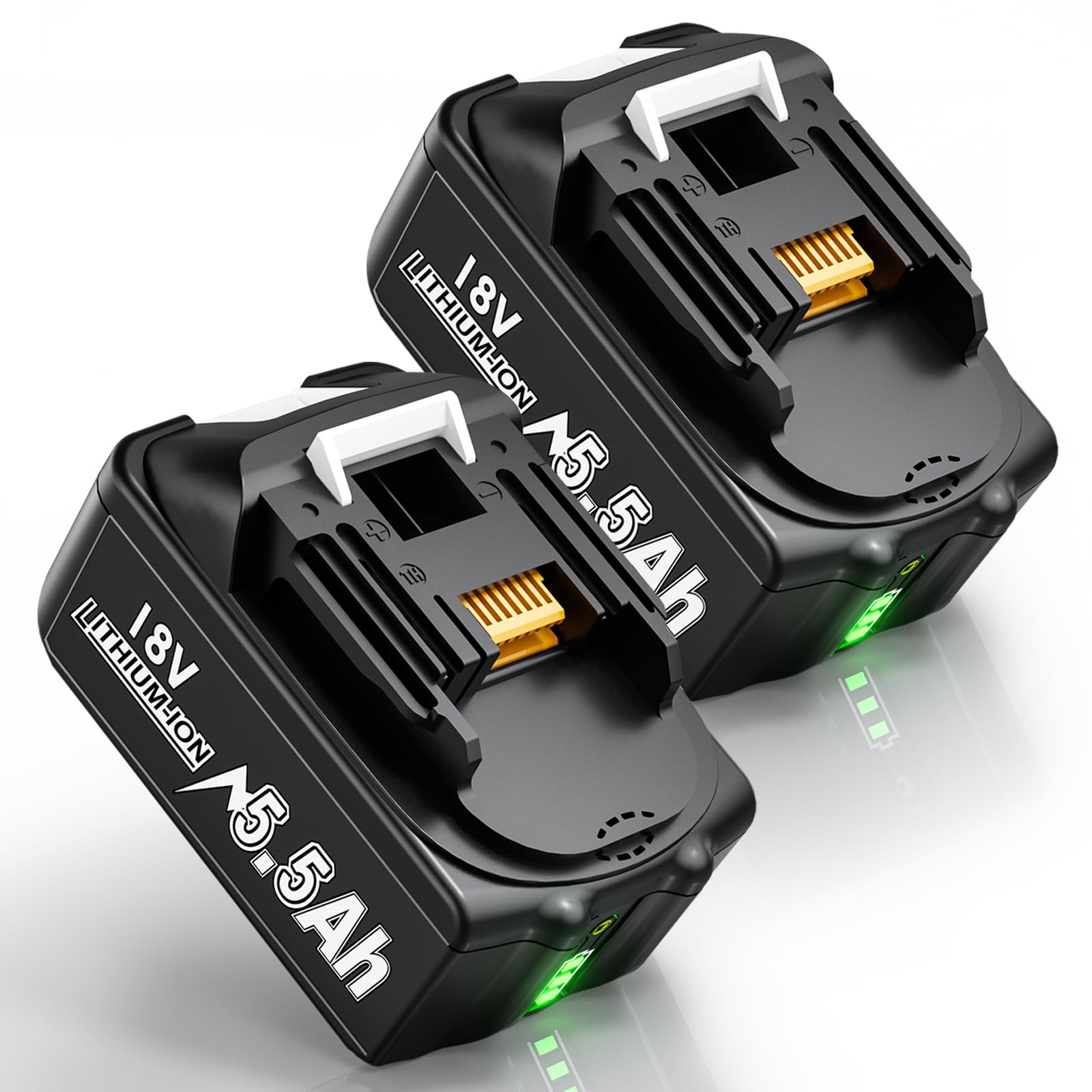 Eliemppin 2X 5.5Ah 18V Li-ion Replacement Battery Compatible with Makita 18V batteries, compatible with Makita LXT battery models BL1850B BL1850 BL1860B BL1840 BL1830 BL1815 with LED Indicator