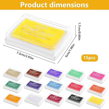 15PCS Ink Pads for Stamping, Ink Stamp Pad Set, 15 Colours