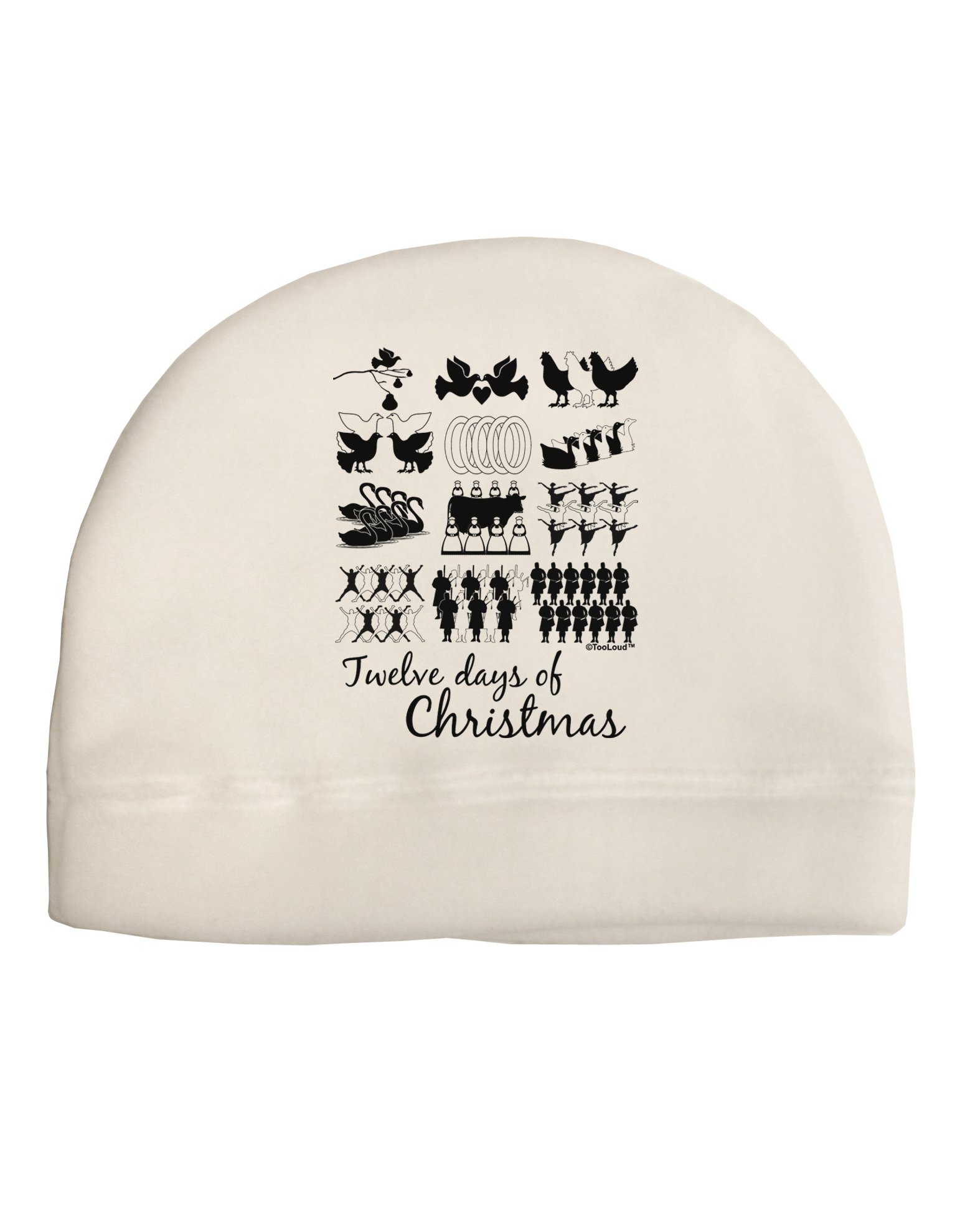 TOOLOUD Twelve Days of Christmas Text Child Fleece Beanie Cap Hat White