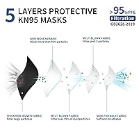 Vista 3 de KN95 - Cubrebocas desechables para adultos, paquete de 100 unidades, 5 capas de protección, ajustable, KN95, transpirable, cómodo, respirador
