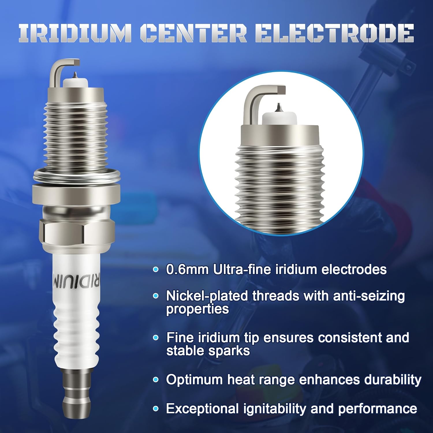 Iridium Spark Plugs 6 Pack Compatible with Honda Odyssey V6 3.5 2005 2006 2007 2008 2009 2010, Pilot Ridgeline 06-08, Acura MDX 03-06, Saturn Vue 04-07 - Replaces 3657, IZFR5K11, 9807B5517W
