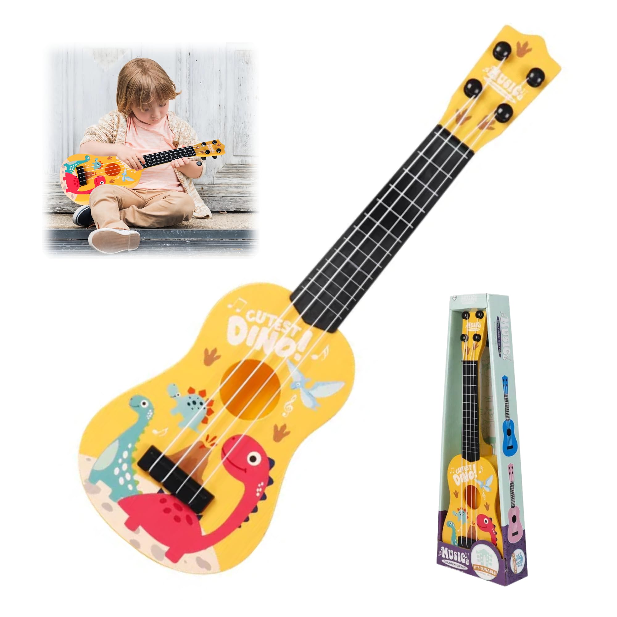Toy Guitar，41cm Kids Ukulele Toy with 4 Ajustable Strings,Musical Instruments Educational Toy for Toddlers Beginners Boys Girls Gift (Standard Edition)