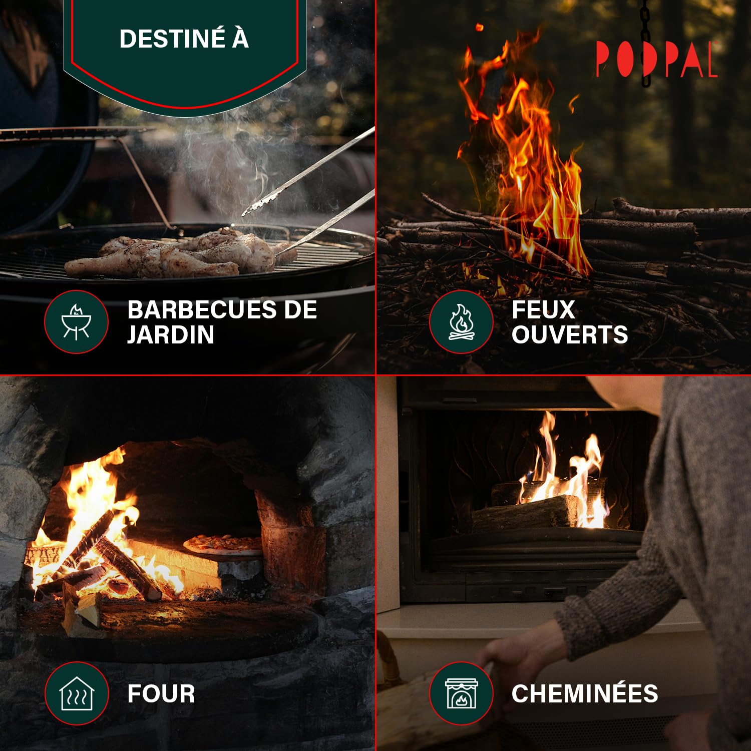 Allume-feu Naturels Laine de Bois Cire 200 Pièces Barbecue Cheminée Poêle à Bois