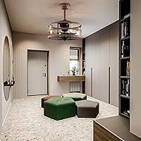 Vista 2 de OUKANING Ventilador de techo enjaulado con luz, reversible de 3 velocidades ajustables, ventilador de techo sin aspas con control remoto