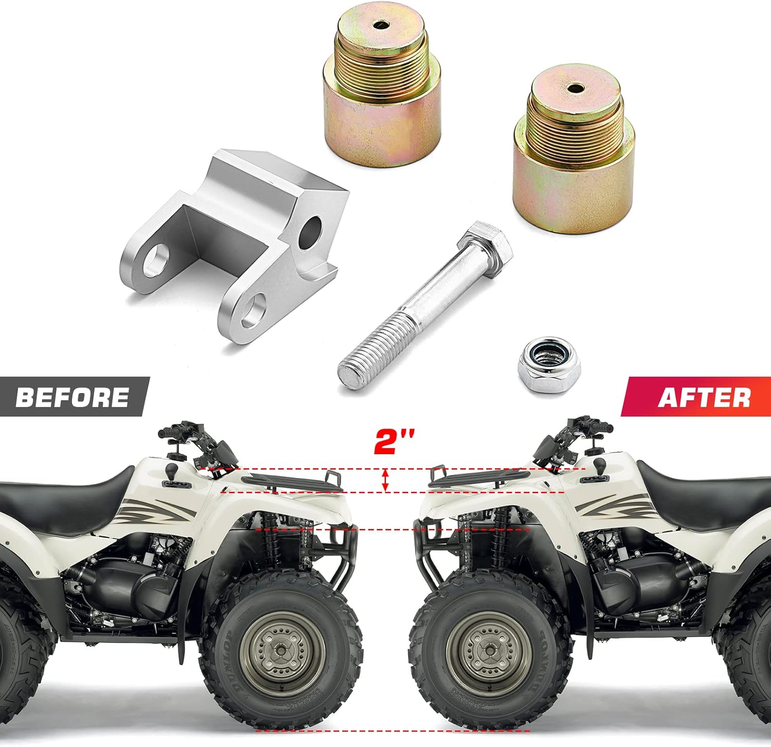 WeiSen 2 Inch Front & Rear Full Lift Kit Compatible with Kawasaki Prairie 360 650 700 and fit Brute Force 650 750 2002-2011
