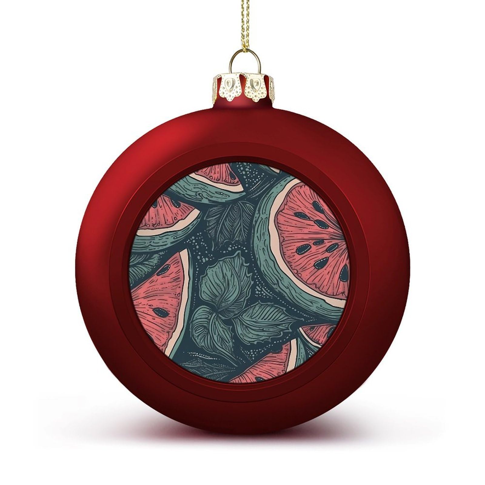 Hand Drawn Watermelon Pattern Christmas Balls Ornaments for Xmas Christmas Tree 1.6" Hanging Shatterproof Xmas Balls Hanging Decor Pendants for Holiday Party Outdoor Indoor DIY Craft Supplies