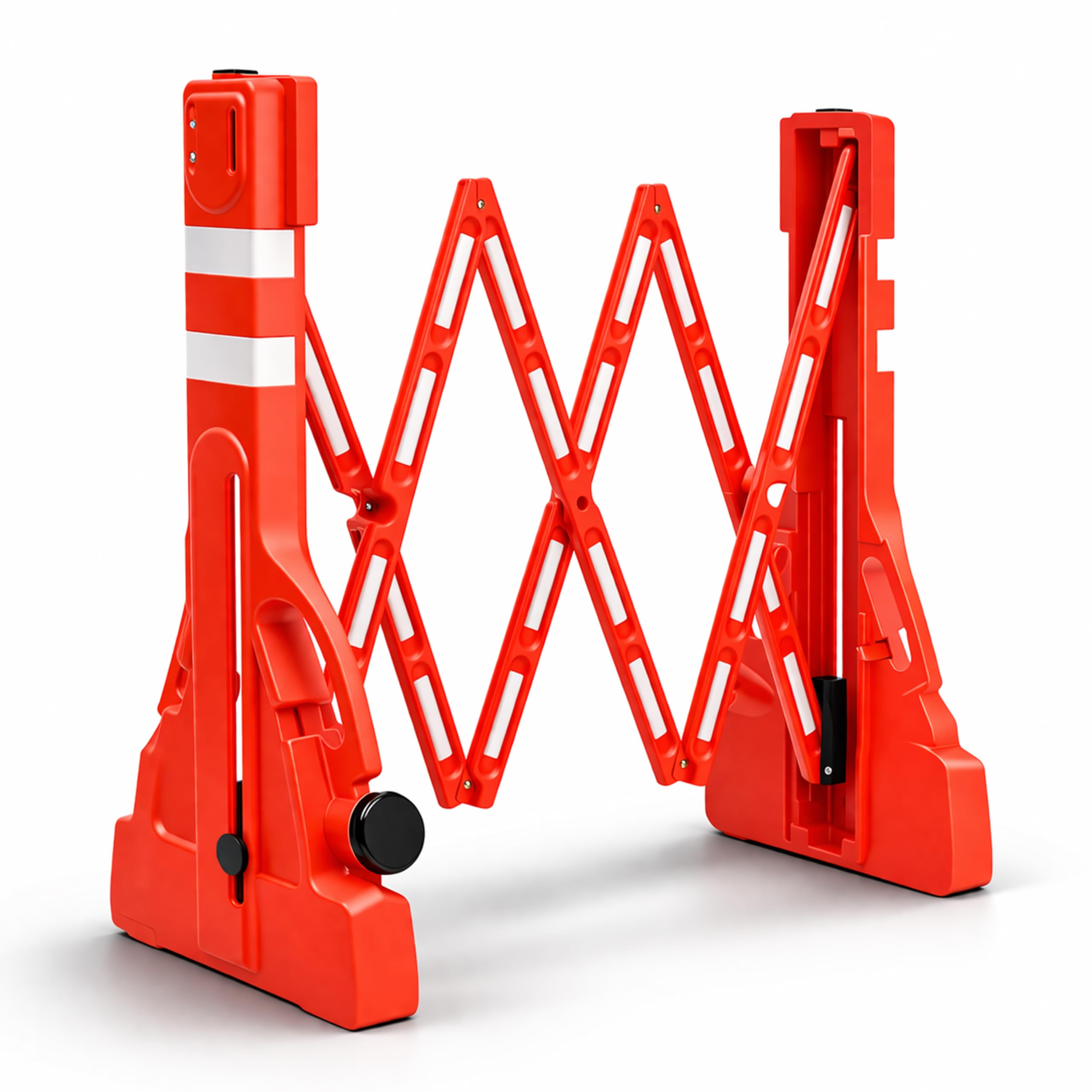 Berry Barrera de seguridad expandible de 2,5 metros, color rojo, barrera de seguridad plegable con tiras reflectantes, barrera de control de multitudes portátil rellenable con agua para almacenes