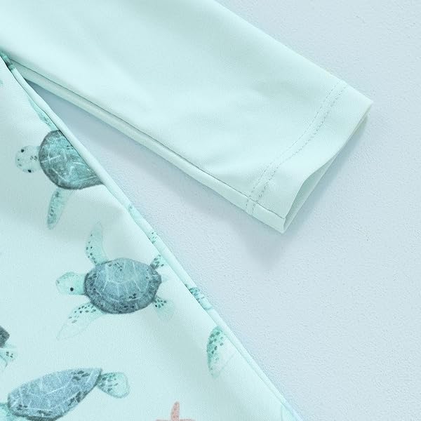 JENJON Traje de Baño de Una Pieza de Manga Larga para Bebé Niños Estampado con Cremallera Piscina Rashguard con Sombrero 2Pcs Infantil Ropa de Playa 6M-3 Años - 5