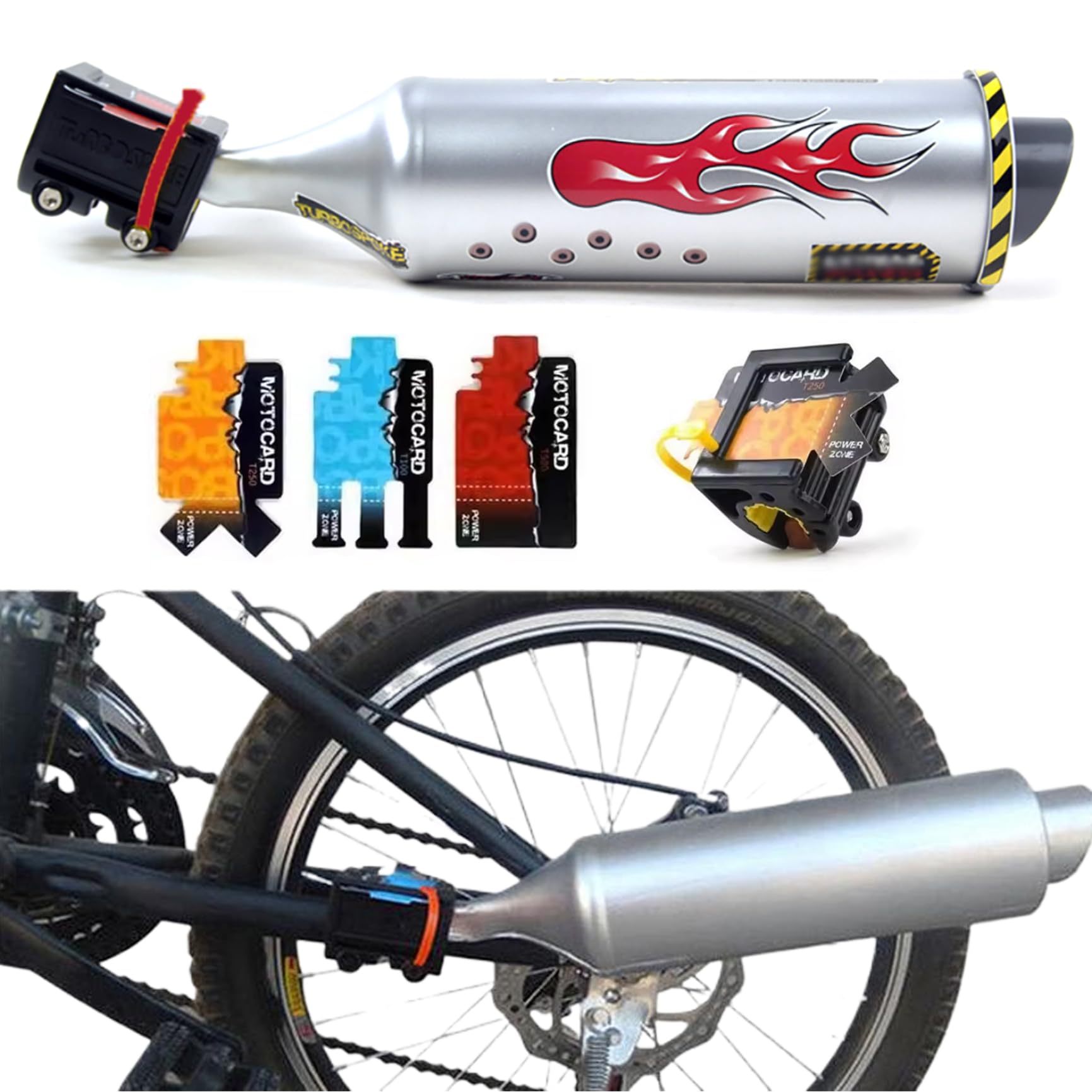 Raggi per bici, Generatore di rumore per bici Sistema audio di scarico Turbo Turbina Tubo di scarico per Giocattoli con effetto sonoro Accessori per biciclette per l'uso quotidiano