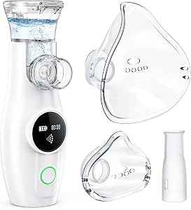 Aerosoles nebulizador para Adultos y Niños,Recargable Nebulizador Portátil Inhalador, Aerosoles Inhalador para uso Doméstico y de Viaje