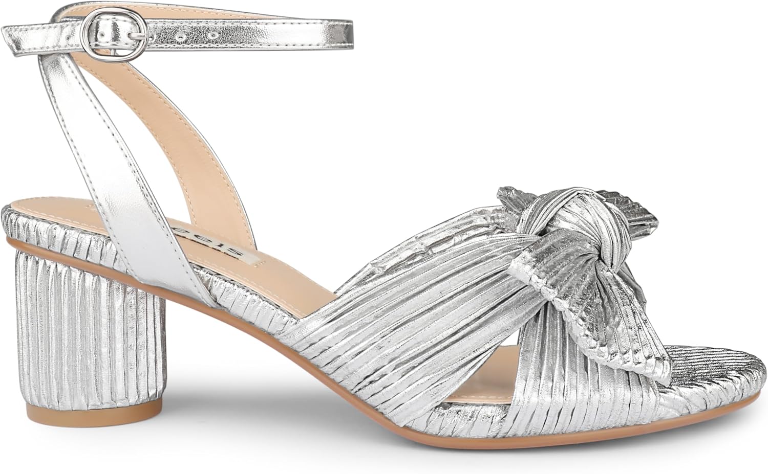 Zzheels Women's Bow Knot Heeled Sandals Open Toe High Block Ankle Strap Chunky Heels Bride Wedding Shoes - Image 4