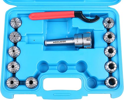 Vista 11 de Accusize Industrial Tools Mt2 Shank Er32 Chuck con kit de pinzas de 11 piezas, 1/8 pulgadas - 3/4 pulgadas por 16, sistema de boquilla cónica Morse