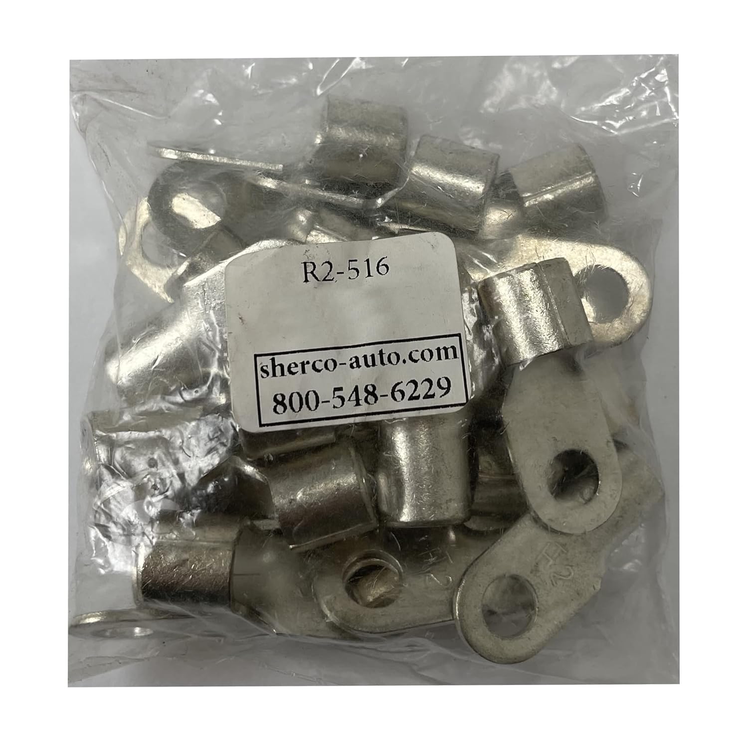 Sherco-Auto 25 Pcs Non-Insulated 2 AWG Gauge Ring Connector - 5/16" Stud Wire Terminal - Pure Copper & V-Grooves Serrations for Strong Crimps & Corrosion Resistance - Made in USA