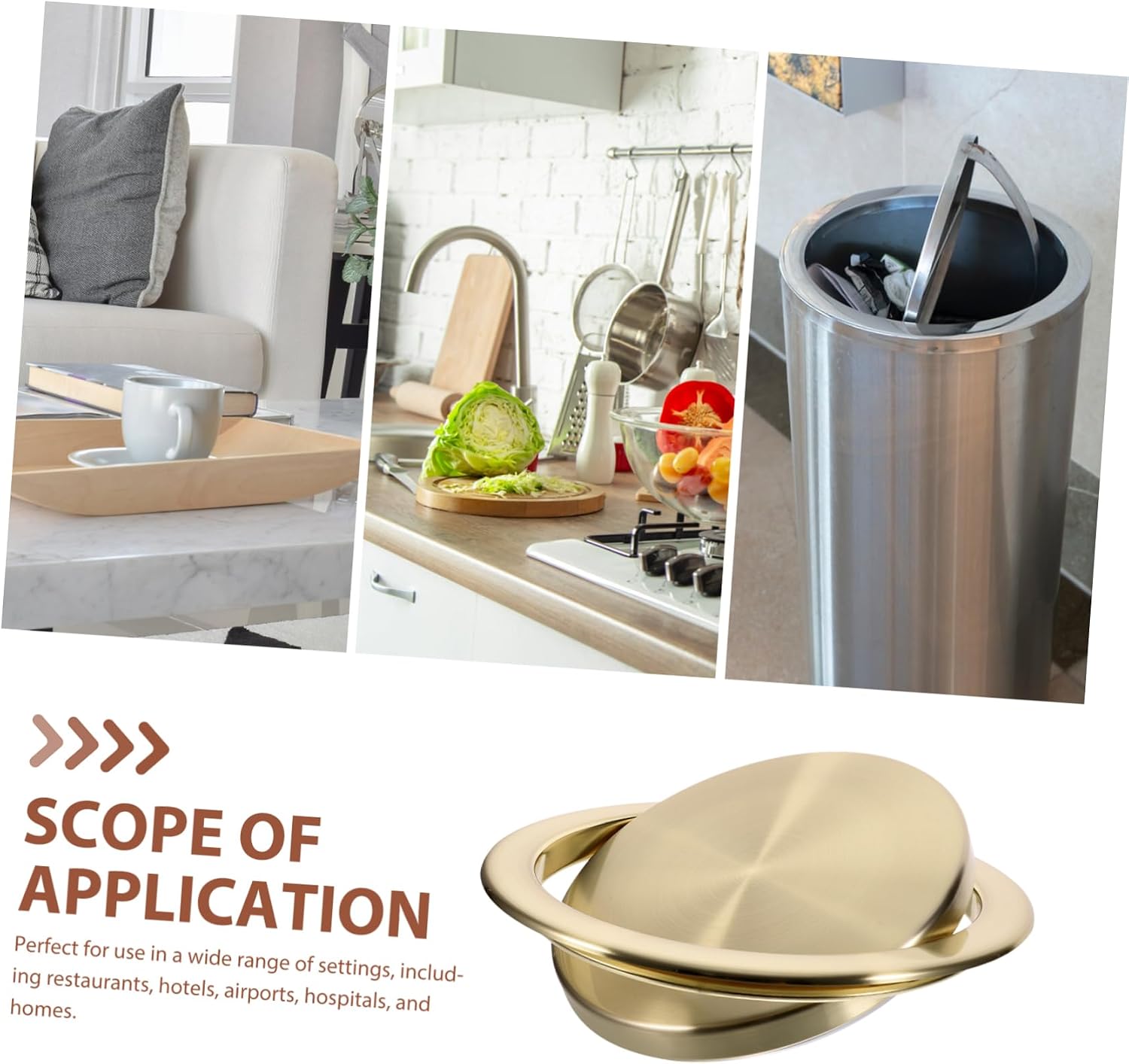 Stainless Steel Waste Basket Lid for Bathroom Swing Cover Flush Trash Can Lid Kitchen Supply