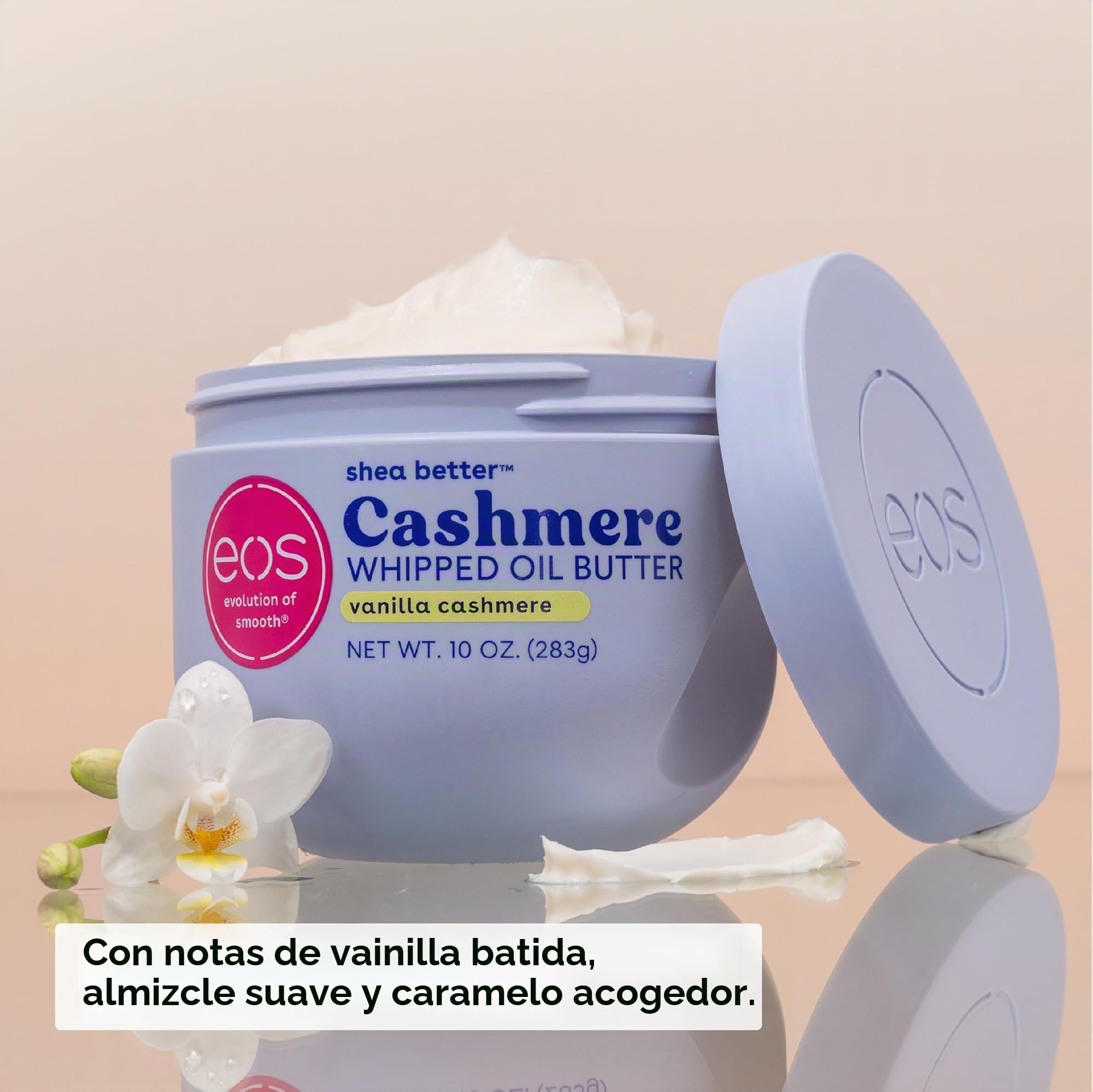 eos Manteca corporal de aceite de cachemir – Vainilla Cashmere 72 horas de hidratación · Mantequilla corporal rica · Para piel seca · 283 g (10 oz)