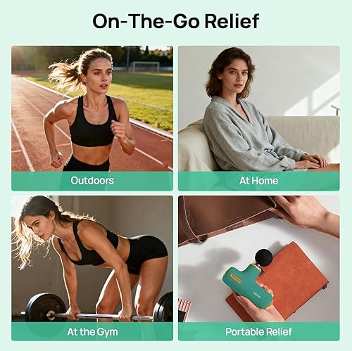 Miniatura 8 de Mini pistola de masaje, masajeador muscular de tejido profundo para aliviar el dolor, pistola de percusión portátil de 5 velocidades con 4