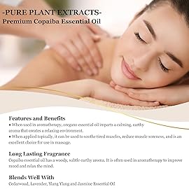 EUQEE Copaiba Essential Oil 118 ml Pure Copaiba Oil Essential Oil with Dropper for Diffusers, DIY Soap, Candle Making, Aromatherapy (4fl oz)