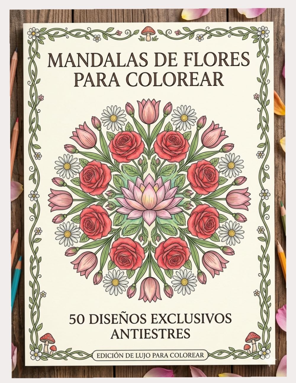 Mandalas de Flores para Colorear: Diseños relajantes para adultos, ideales para reducir el estrés, despertar la creatividad y disfrutar de momentos de calma