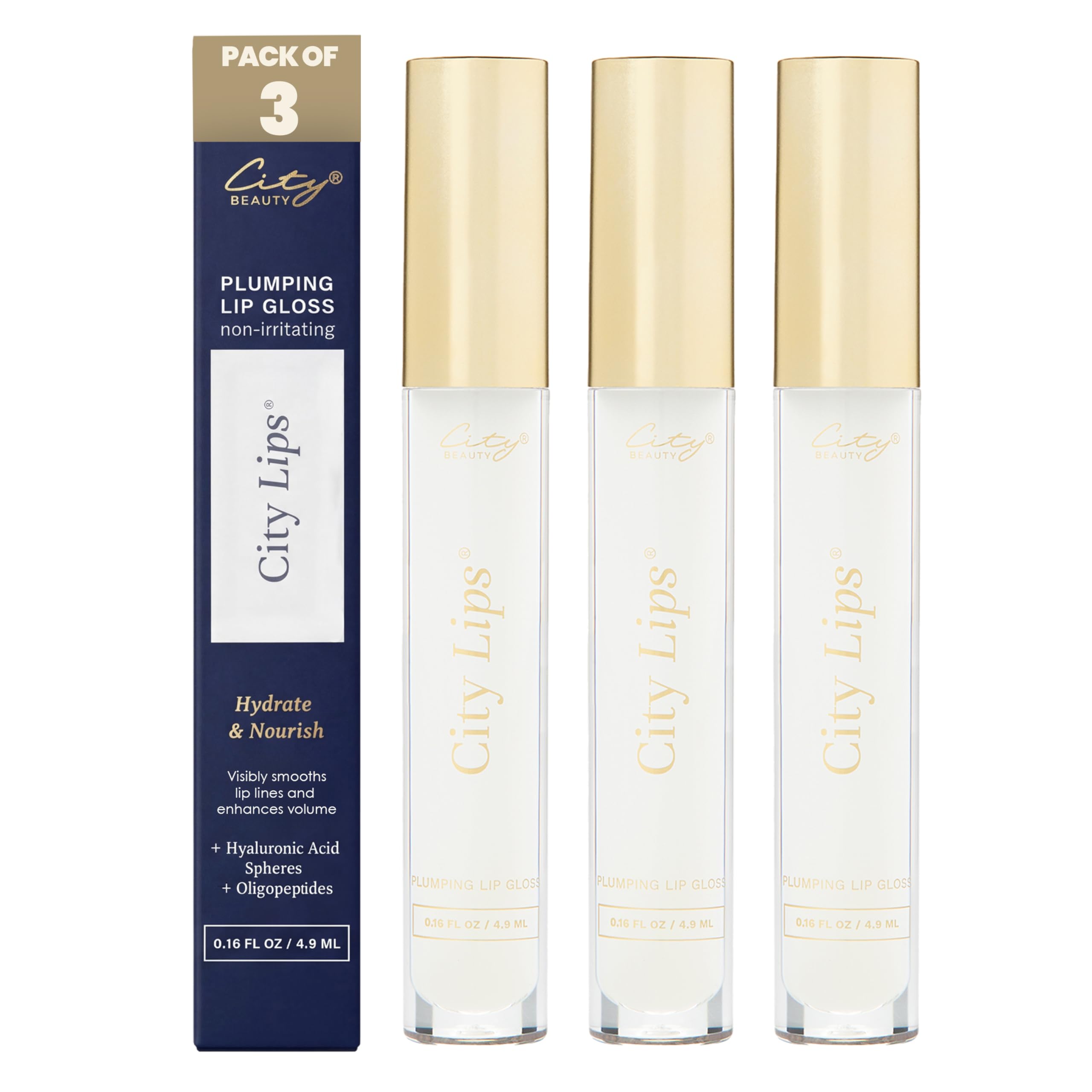 City Beauty City Lips Clear Plumping Lip Gloss, Hyaluronic Acid 0.16oz
