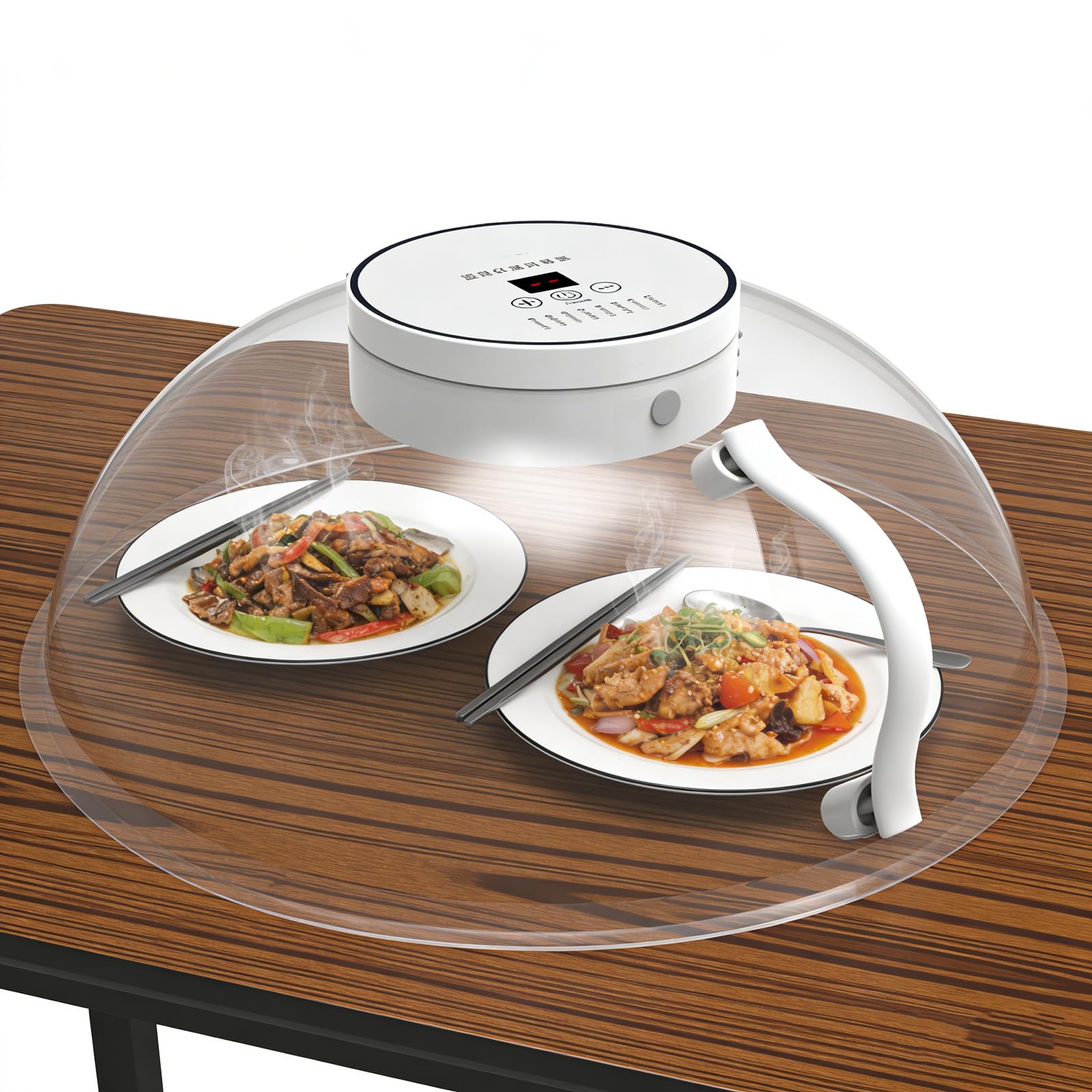 Copertura per scaldavivande elettrico, coperchio isolante trasparente, temperatura regolabile, scongelamento rapido, design con gancio per tavolo, mantiene il cibo caldo, accessorio da cucina