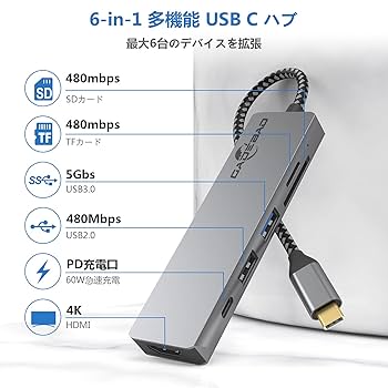 USB Cハブ 4K HDMI、VGE 6イン1 USB CマルチポートUSB 6-in-1マルチポートUSB-Cハブ、USB-Cハブ、4K HDMI | Belkin JP