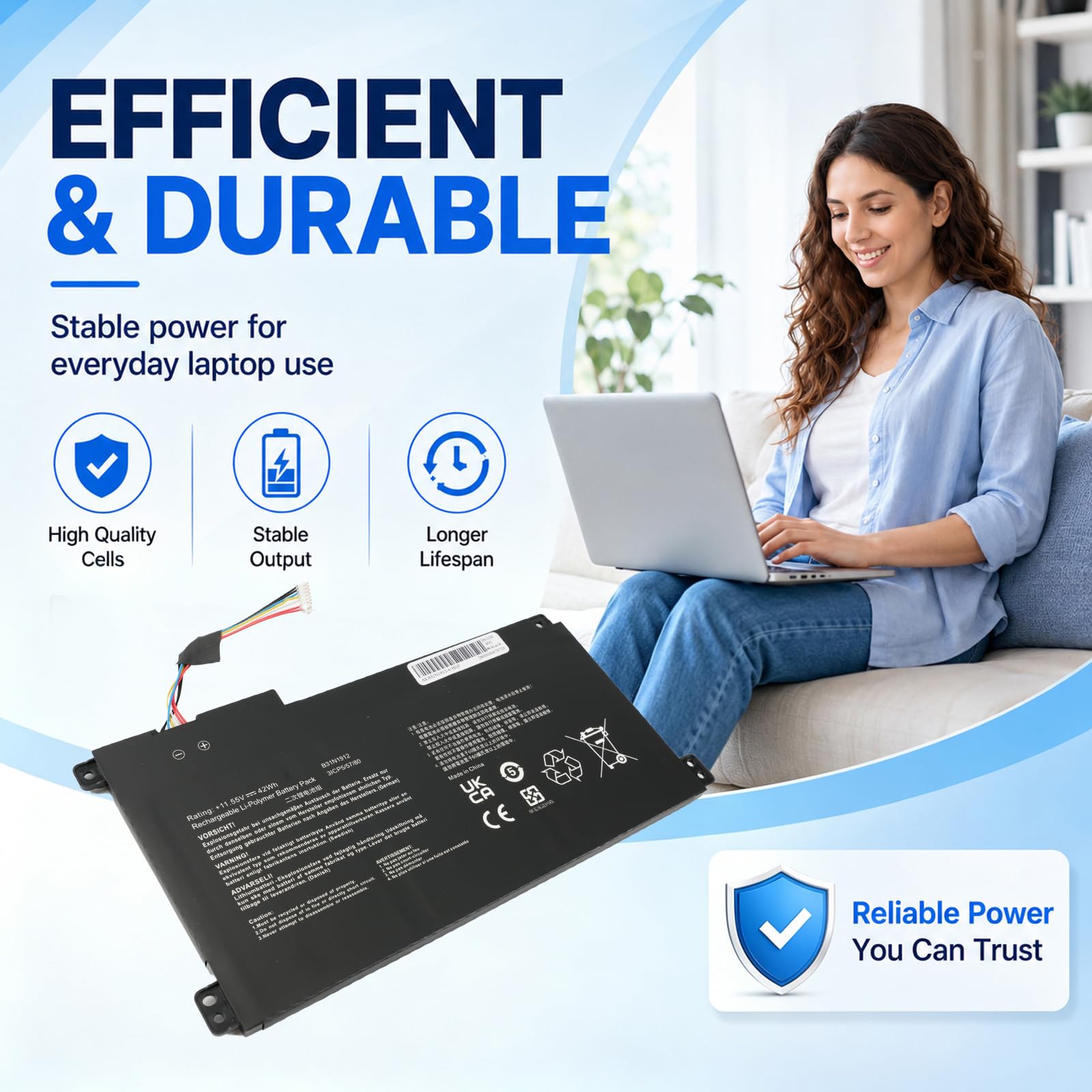 B31N1912 C31N1912 Batterie pour Asus VivoBook Go 14 E410MA L410MA E410KA E510KA E510MA R429MA L510MA F414MA E510MA-EJ614 F414MA-EK1890WS