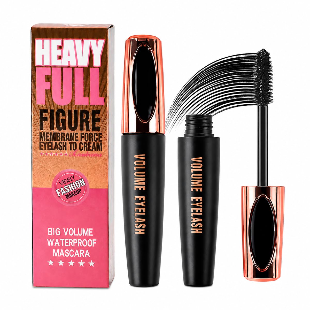 4D Silk Fiber Mascara, Waterproof & Smudge Proof, Volumizing Lash (1 Packs)
