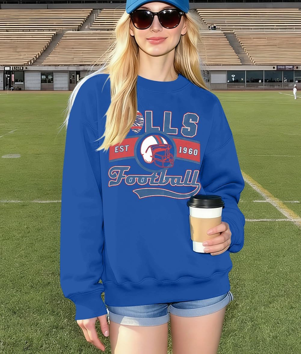 JINTING Football Sweatshirts Women Game Day: Football Letters Print Tee Game Day Long Sleeve Shirt Football Team Fans Tops - Image 5